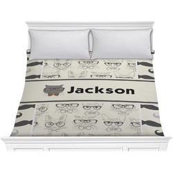 Hipster Cats & Mustache Comforter - King (Personalized)