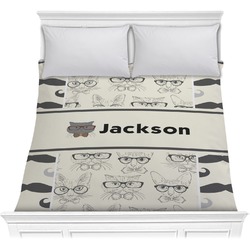 Hipster Cats & Mustache Comforter - Full / Queen (Personalized)