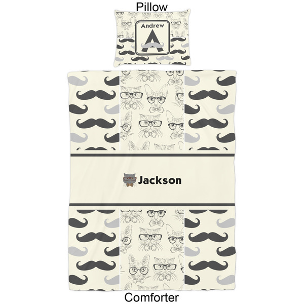 Hipster Cats & Mustache Comforter Set - Twin - Approval