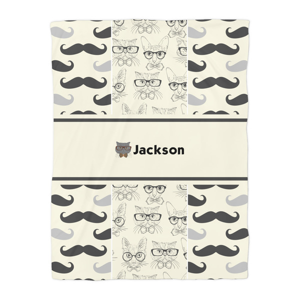 Hipster Cats & Mustache Comforter - Twin - Front