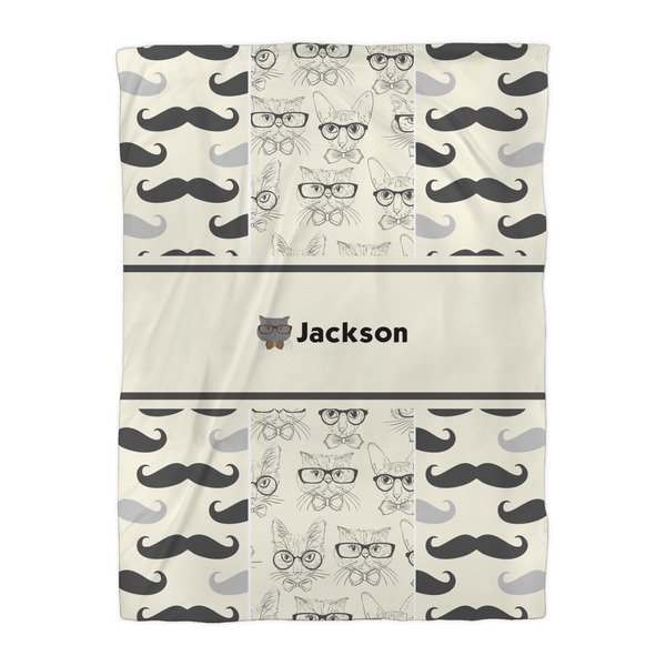 Hipster Cats & Mustache Comforter - Twin XL - Front