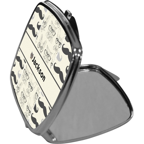 Hipster Cats & Mustache Compact Mirror (Side View)