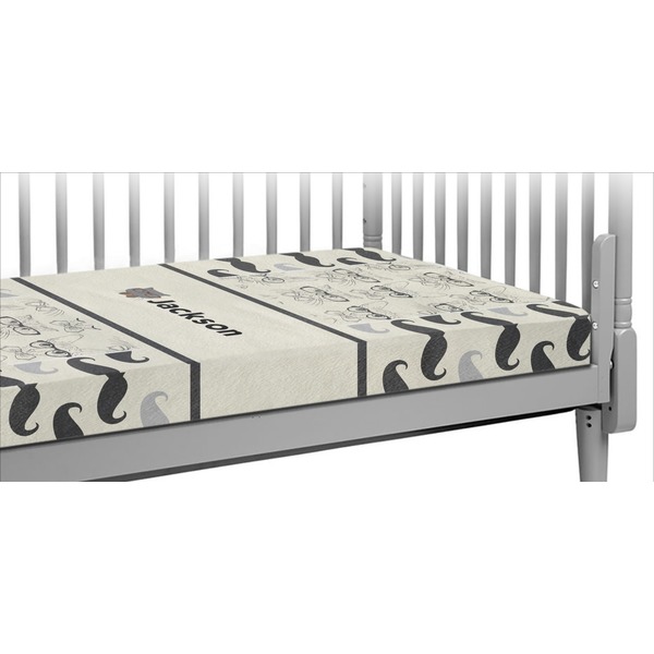 Custom Hipster Cats & Mustache Crib Fitted Sheet (Personalized)