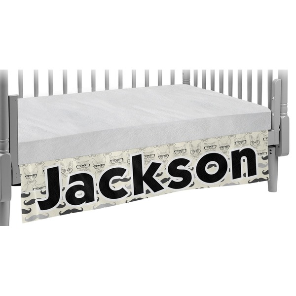 Custom Hipster Cats & Mustache Crib Skirt (Personalized)