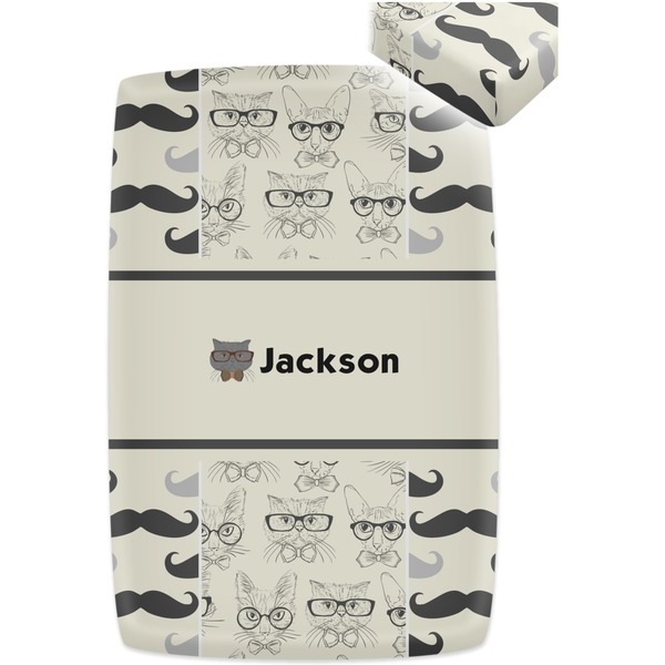 Hipster Cats & Mustache Crib Fitted Sheet - Apvl
