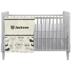 Hipster Cats & Mustache Crib Comforter / Quilt (Personalized)