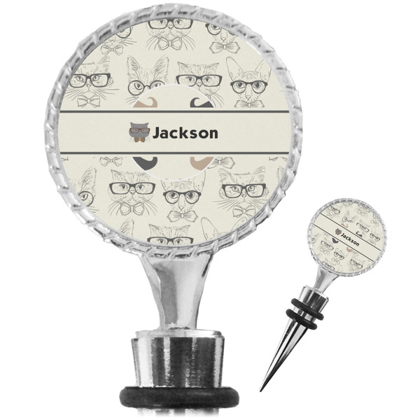 Custom Hipster Cats & Mustache Wine Bottle Stopper (Personalized)