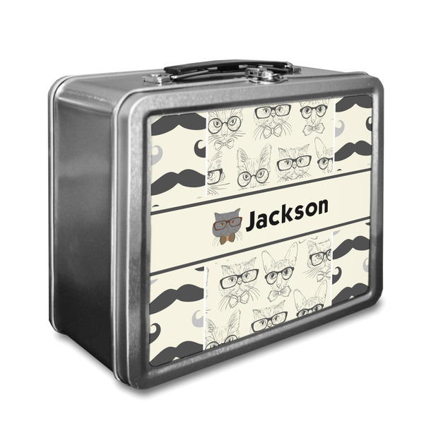 Custom Hipster Cats & Mustache Lunch Box (Personalized)