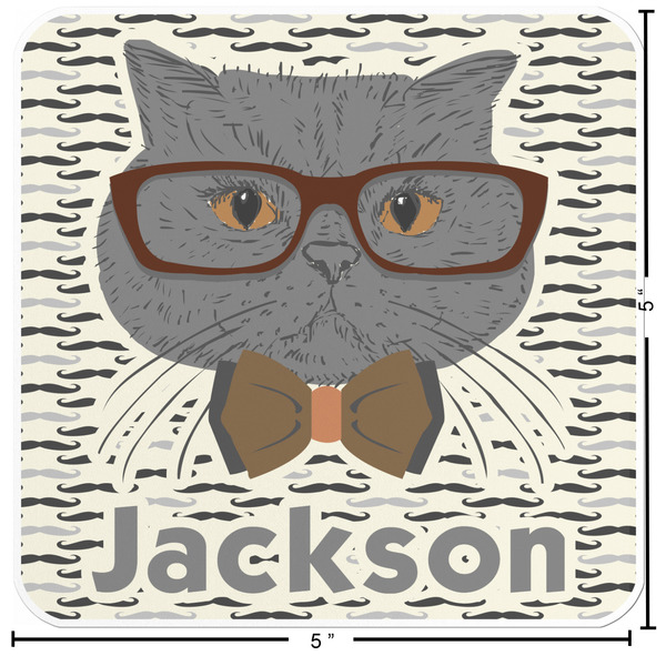 Hipster Cats & Mustache Custom Shape Iron On Patches - L - APPROVAL