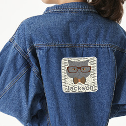Hipster Cats & Mustache Twill Iron On Patch - Custom Shape - X-Large (Personalized)