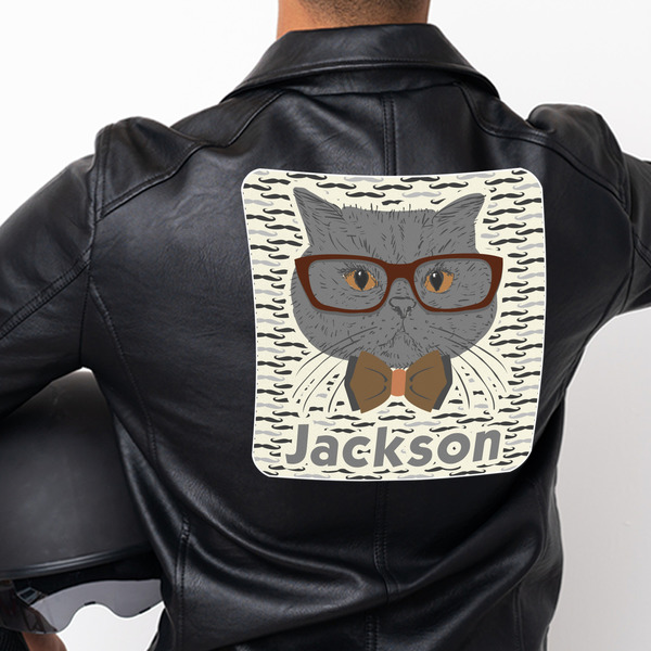 Hipster Cats & Mustache Custom Shape Iron On Patches - XXXL - APPROVAL