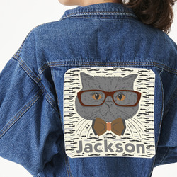 Hipster Cats & Mustache Twill Iron On Patch - Custom Shape - 3XL - Set of 4 (Personalized)