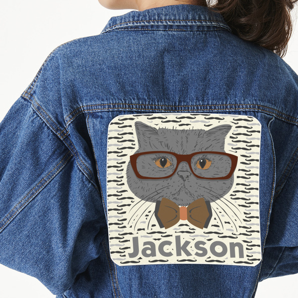 Custom Hipster Cats & Mustache Twill Iron On Patch - Custom Shape - 3XL (Personalized)