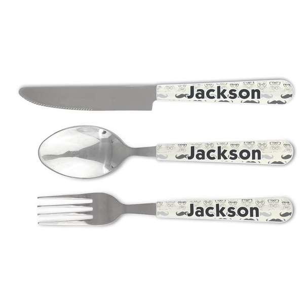 Custom Hipster Cats & Mustache Cutlery Set (Personalized)