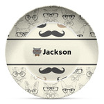Hipster Cats & Mustache Microwave Safe Plastic Plate - Composite Polymer (Personalized)