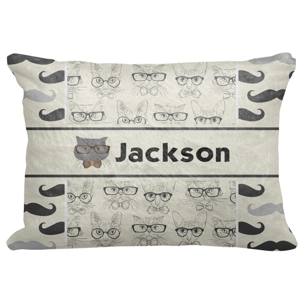 Custom Hipster Cats & Mustache Decorative Baby Pillowcase - 16"x12" (Personalized)