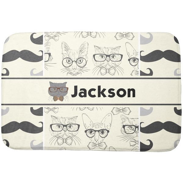 Custom Hipster Cats & Mustache Dish Drying Mat (Personalized)