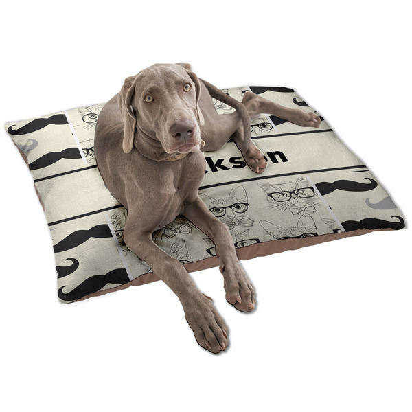 Hipster Cats & Mustache Dog Bed - Large LIFESTYLE