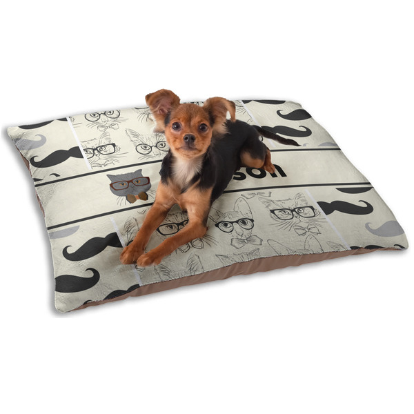 Hipster Cats & Mustache Dog Bed - Small LIFESTYLE
