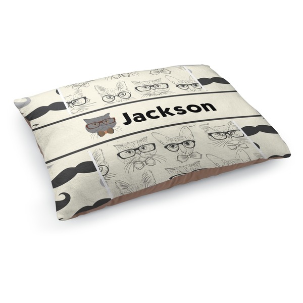Custom Hipster Cats & Mustache Dog Bed - Medium w/ Name or Text