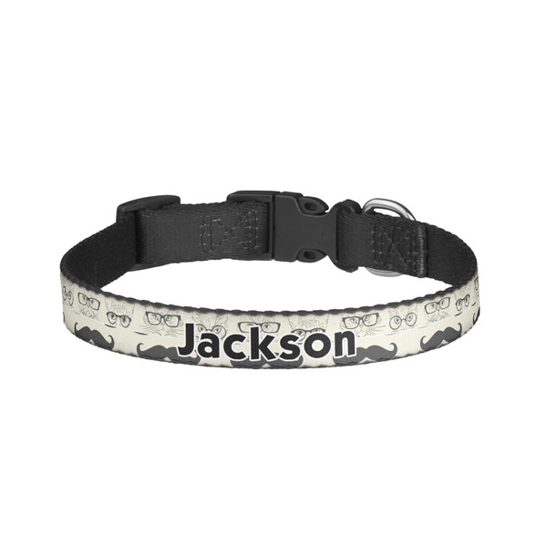 Custom Hipster Cats & Mustache Dog Collar - Large (Personalized)