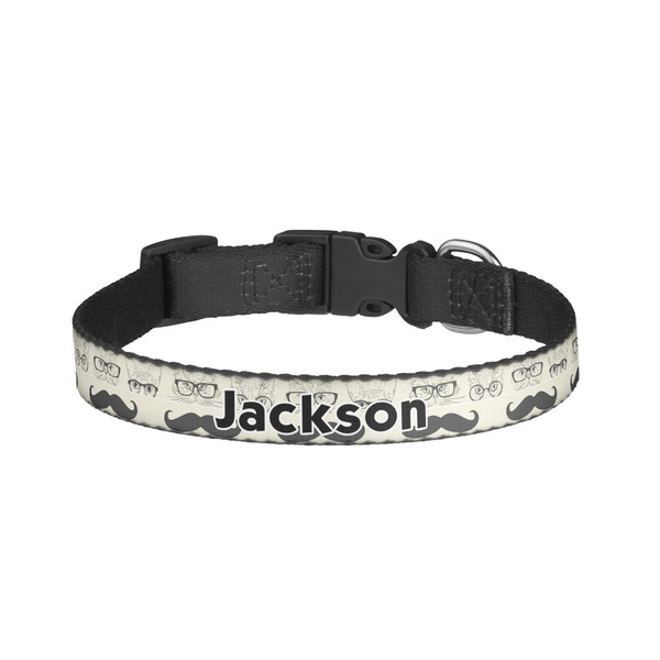 Custom Hipster Cats & Mustache Dog Collar - Small (Personalized)