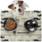 Hipster Cats & Mustache Dog Food Mat - Medium LIFESTYLE