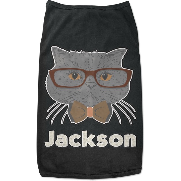 Custom Hipster Cats & Mustache Black Pet Shirt (Personalized)