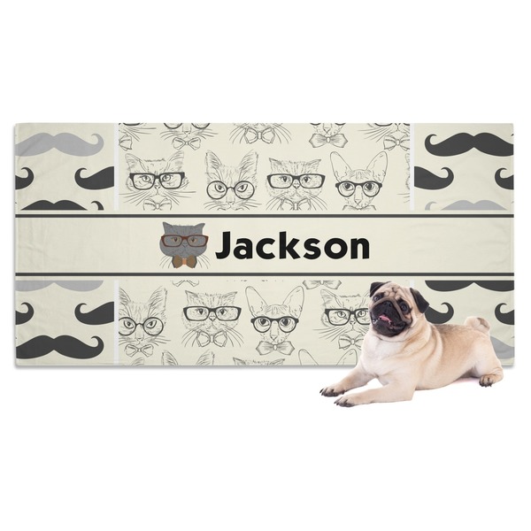Custom Hipster Cats & Mustache Dog Towel (Personalized)