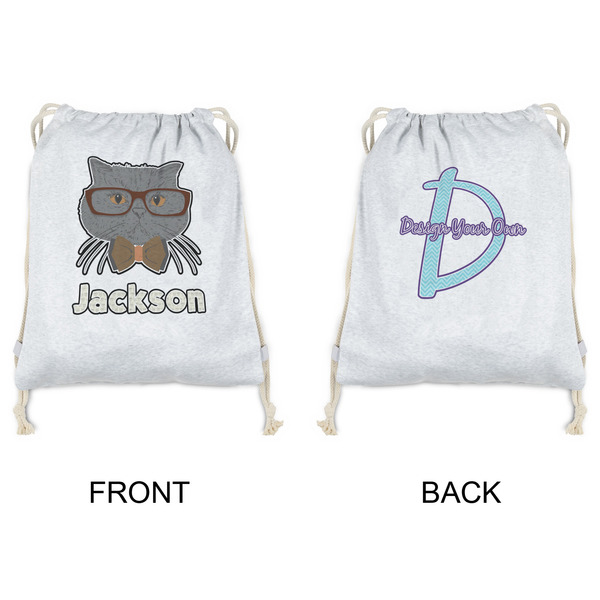 Hipster Cats & Mustache Drawstring Backpacks - Sweatshirt Fleece - Double Sided - APPROVAL