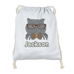 Hipster Cats & Mustache Drawstring Backpack - Sweatshirt Fleece (Personalized)