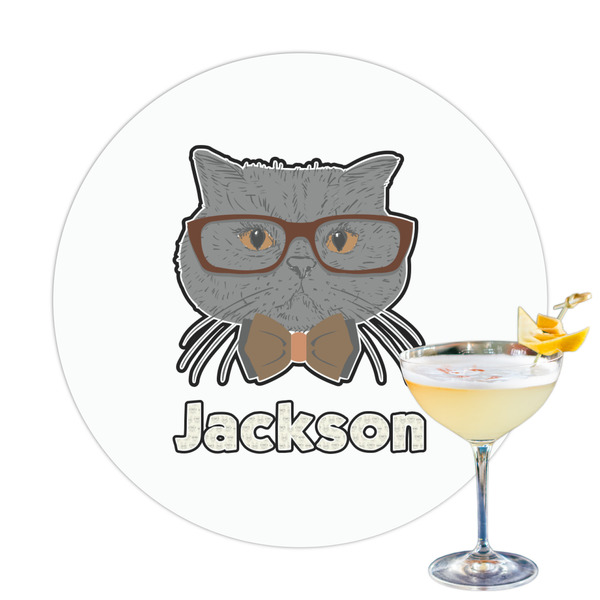 Custom Hipster Cats & Mustache Printed Drink Topper (Personalized)