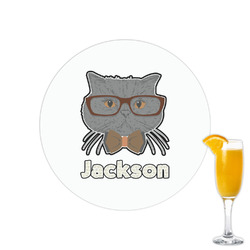 Hipster Cats & Mustache Printed Drink Topper - 2.15" (Personalized)