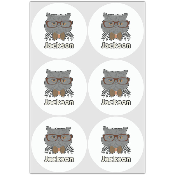 Hipster Cats & Mustache Drink Topper - XLarge - Set of 6