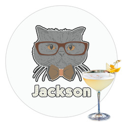 Hipster Cats & Mustache Printed Drink Topper - 3.5" (Personalized)