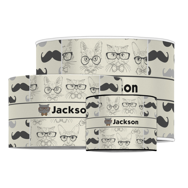 Hipster Cats & Mustache Drum Lampshades - MAIN