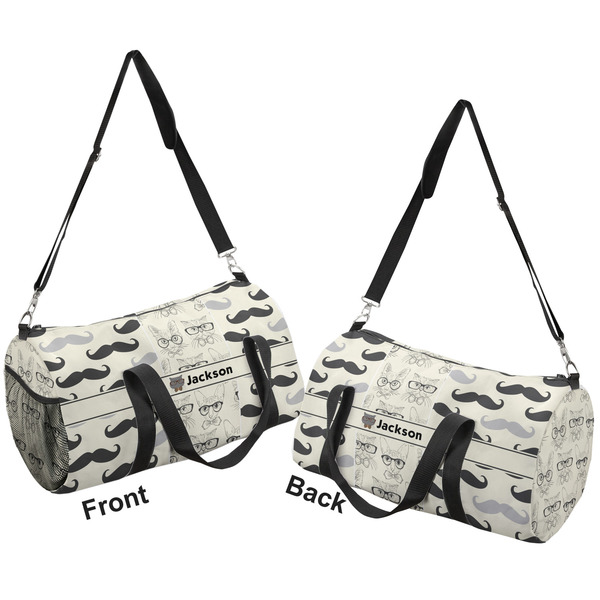 Hipster Cats & Mustache Duffle bag large front and back sides