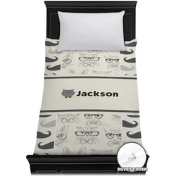 Hipster Cats & Mustache Duvet Cover - Twin XL (Personalized)