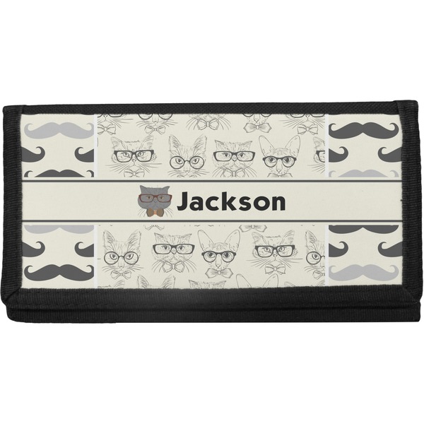 Custom Hipster Cats & Mustache Canvas Checkbook Cover (Personalized)