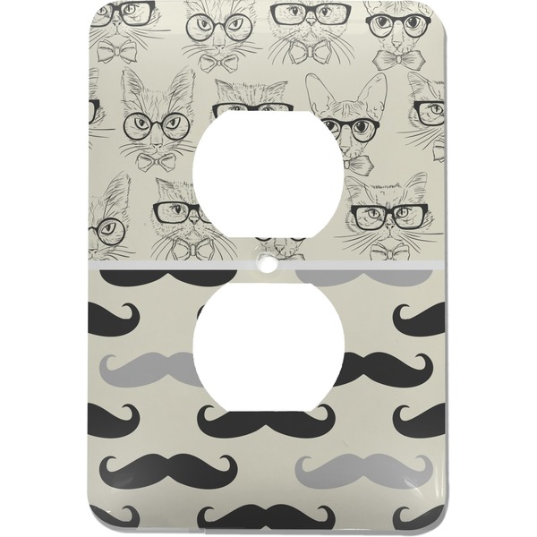 Custom Hipster Cats & Mustache Electric Outlet Plate
