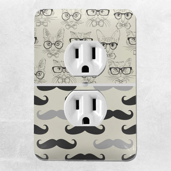 Hipster Cats & Mustache Electric Outlet Plate - LIFESTYLE