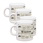 Hipster Cats & Mustache Single Shot Espresso Cups - Set of 4 (Personalized)