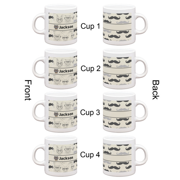 Hipster Cats & Mustache Espresso Cup Set of 4 - Apvl