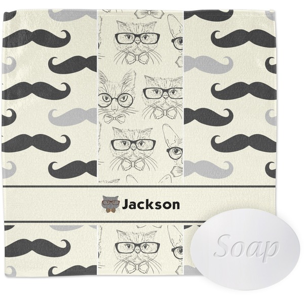 Custom Hipster Cats & Mustache Washcloth (Personalized)
