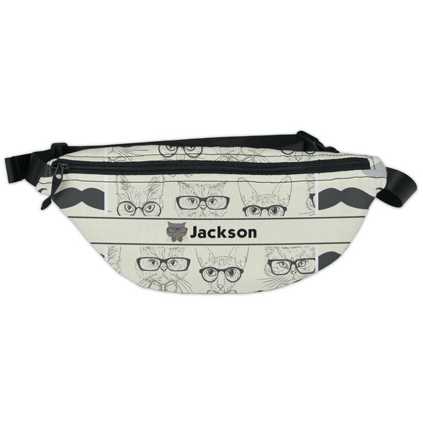 Custom Hipster Cats & Mustache Fanny Pack - Classic Style (Personalized)