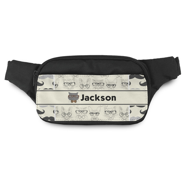 Custom Hipster Cats & Mustache Fanny Pack - Modern Style (Personalized)