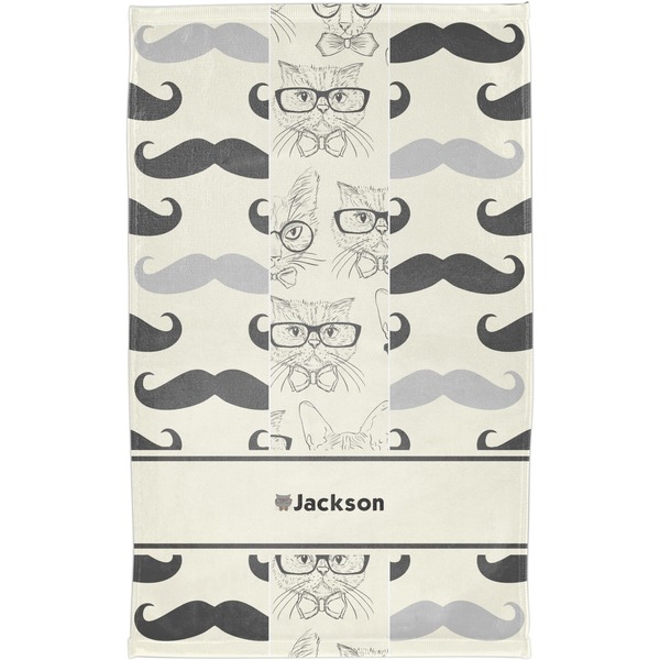 Hipster Cats & Mustache Finger Tip Towel - Full View