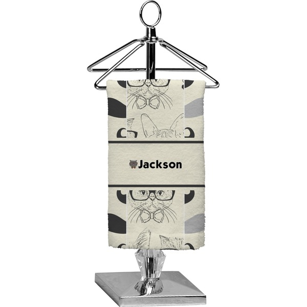 Custom Hipster Cats & Mustache Finger Tip Towel - Full Print (Personalized)