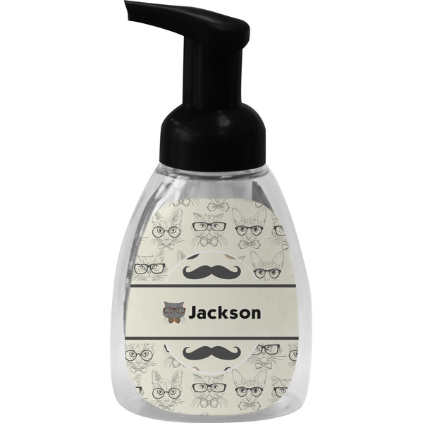 Custom Hipster Cats & Mustache Foam Soap Bottle - Black (Personalized)