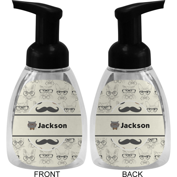 Hipster Cats & Mustache Foam Soap Bottle (Front & Back)